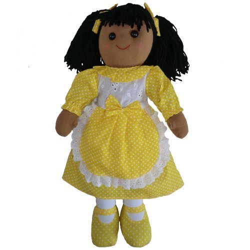 Rag Doll - Yellow Polka Dot Dress - Handmade - Medium 19cms - Powell Craft