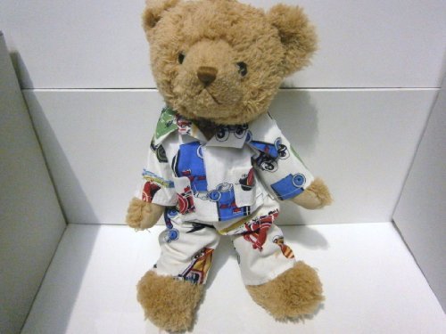 teddy bear with vintage transport pyjama 30cm