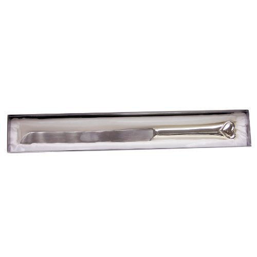 SILVER PLATED WEDDING KNIFE WITH HEART SHAPE HANDLE