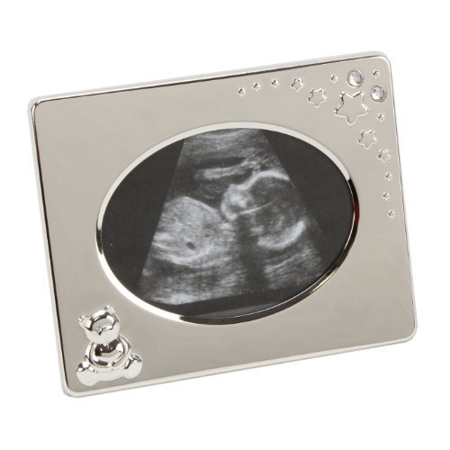 Babys Scan Silverplated frame with Teddy Bear and Stars