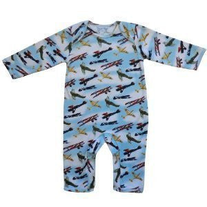 Powell Craft 100% Cotton Vintage Aeroplane Spitfire Design Jumpsuit Long Sleeve Baby Boys Romper - 0-6 Months