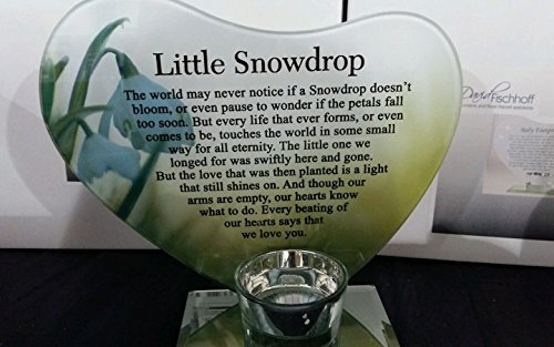 little snowdrop memorial candlle holder with poem