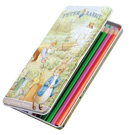 peter rabbit  12 colouring pencils in tin