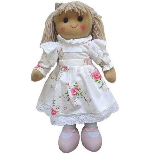 Powell Craft Large Rag Doll with white flowery Dress - 40cm