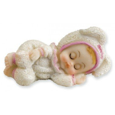 club green white /pink baby sleeping cake topper