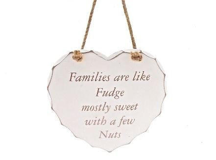 Famililes Are Like Fudge, Mostly Sweet With A Few Nuts Decorative Heart Plaque