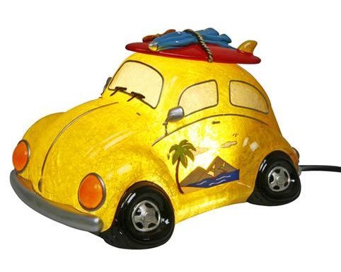 CHILDS NIGHT GLOW LAMP NIGHT LIGHT YELLOW BEETLE SURF BOARD 19164
