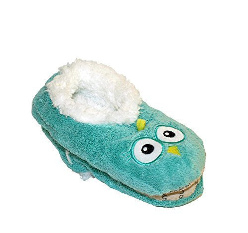 NEW Snoozies Cozy Little Animals Indoor Fleece Slippers with Non Slip Sole (UK 5-6, Blue Owl)
