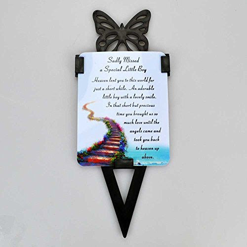 Little Boy Memorial Remembrance Verse With Grave Butterfly Ground Stake