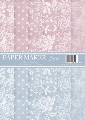 Craftstyle A4 Block 48 Blatt Pale Blue, Pale Pink,