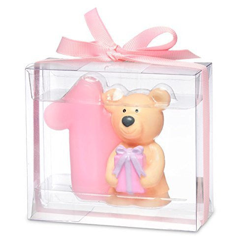 Teddy bear with number 1. 80 x 35 x 70mm. pink