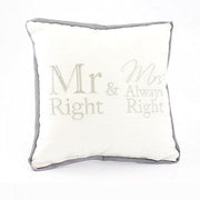 Mr Right & Mrs Always Right Mini Cushion Pillow Novelty Home Sofa.