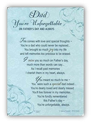 Xpress Yourself Dad You're Unforgettable Father's Day Graveside Memorial Card & Holder 5.75" x 4"
