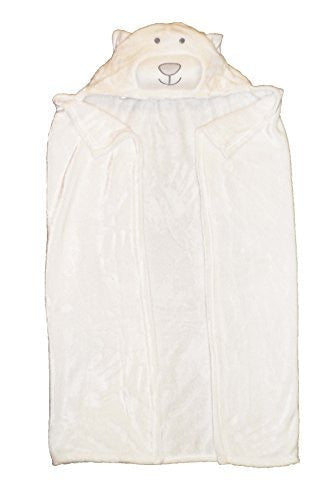 Supersoft Superior Quality Velour Baby Hooded Wrap - Cream Puppy Dog Design