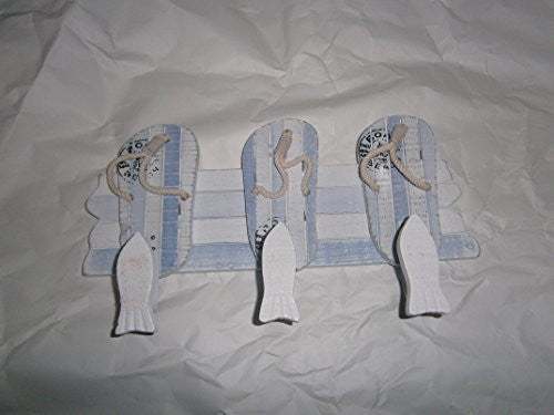 Flip Flop Coat Rack Hooks - Small White Wooden Beach Seaside Decor - Shabby Chic
