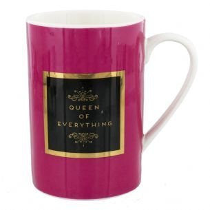 Bright Pink and Gold Inspirational Mug in Gift Box - 'Queen Of Everything'