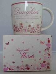 Daughter Pink Floral Sentimental Ceramic Mug - Comes with Presentation Box