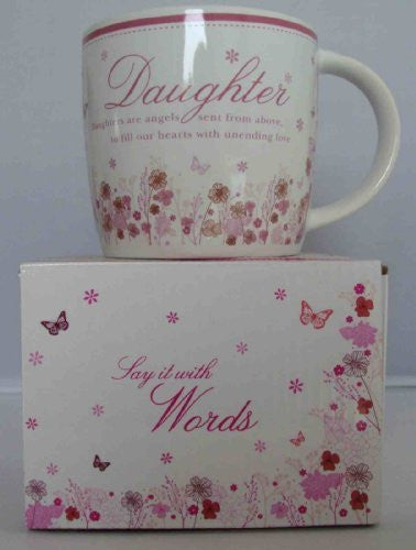 Daughter Pink Floral Sentimental Ceramic Mug - Comes with Presentation Box