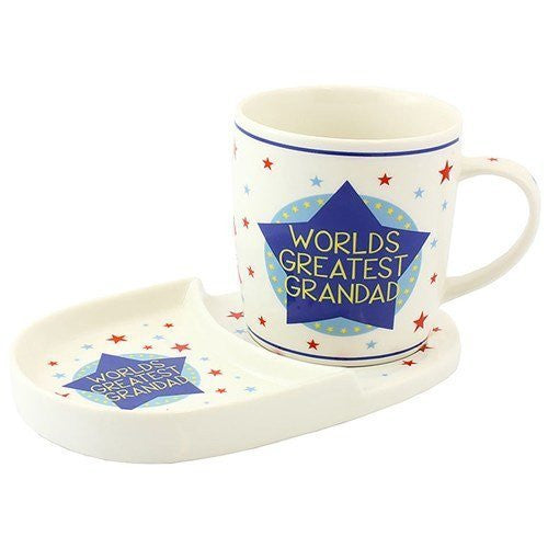World's Greatest Grandad Fine China Snack Set - Mug and Biscuit Nibbles Tray