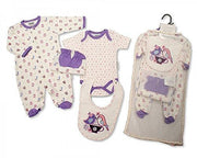 Brand New Baby Girl Jersey Cotton 5 Piece Clothing Gift Set Sleepsuit, Vest, Bib, Hat & mitts Pink Birds 3 Sizes (3-6mths)