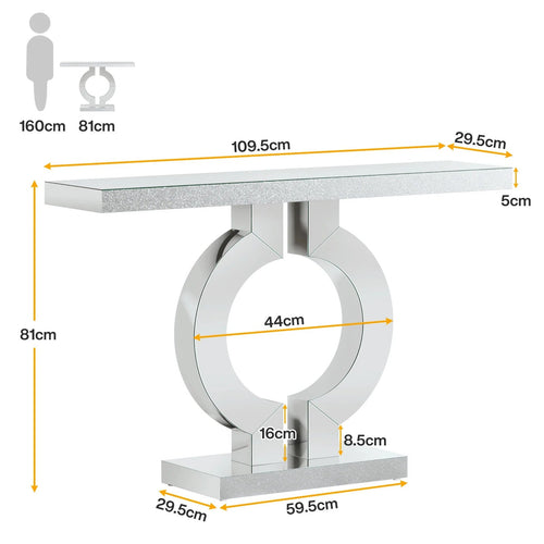 43.3-Inch (110cm)Mirrored Console Table, Modern Entryway Table with Thickened