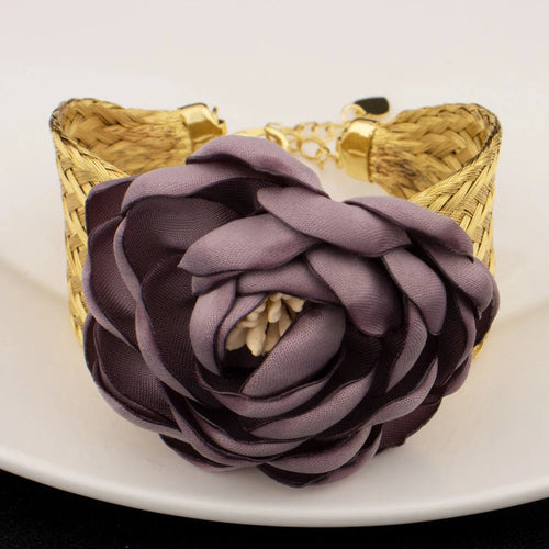 2025 New High Quality African Big Purple Flower Pendant Women Jewelry Set Dubai