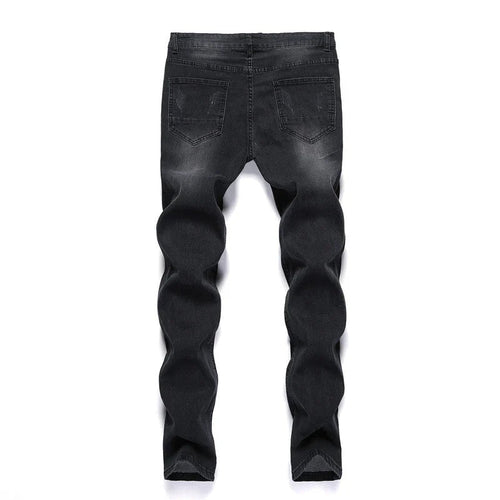 2025 New Fashion Street Style Ripped Skinny Jeans Men Vintage wash Solid Denim