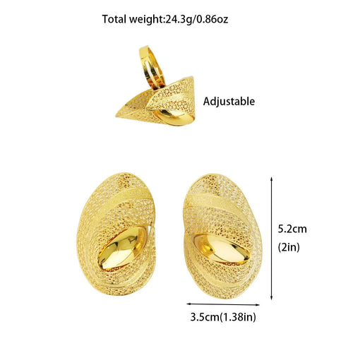 Gold Plated Earrings Ring Set for Women