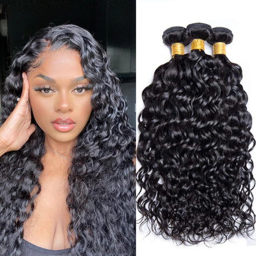 Water Wave Human Hair Bundles Curly Deep Wave 3 Bundles Brazilian Natural Black