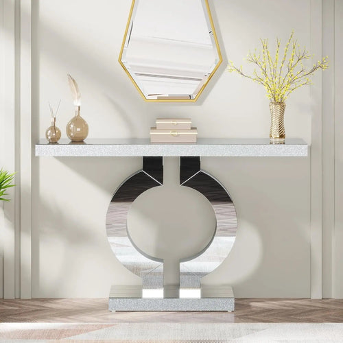 43.3-Inch (110cm)Mirrored Console Table, Modern Entryway Table with Thickened