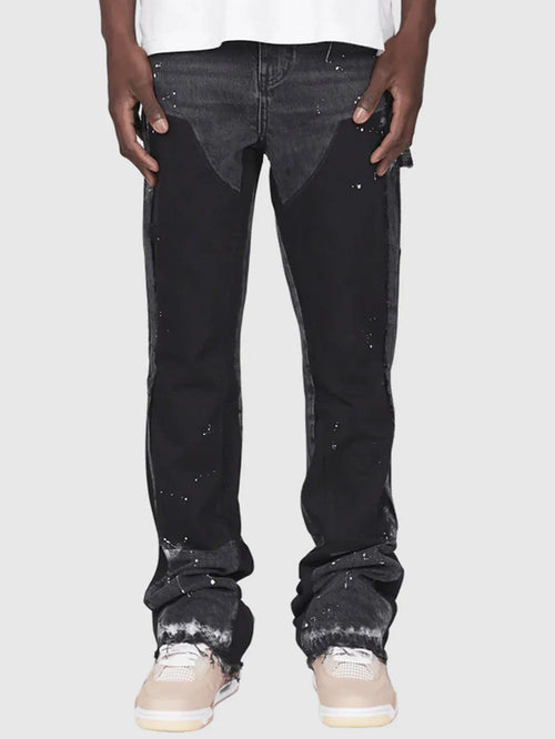 Men's Fashion Jeans Work Pants, European and American Fashion Workwear Elastic