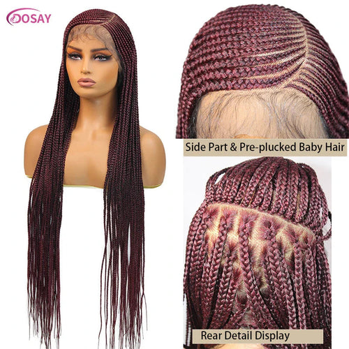 36" Cornrow Box Braided Wigs 613 Blonde Synthetic Wig for Women High Quality