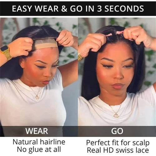 Water Wave Glueless Wig Human Hair Ready To Wear Pre Cut 4x4 Lace Closure Wig