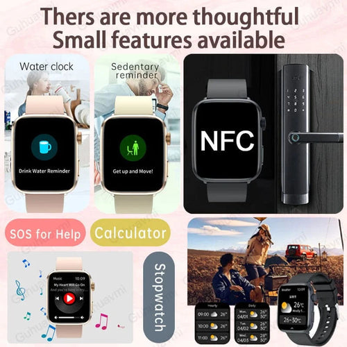 2025 AI Diagnosis NFC Smart Watch Women 1.85 inch AMOLED Blood pressure Heart