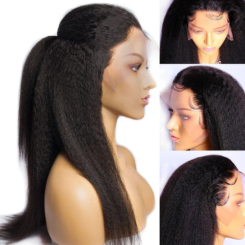 Yaki Straight Wig 360 Lace Frontal HD Human Hair Wigs Full Lace Kinky Straight