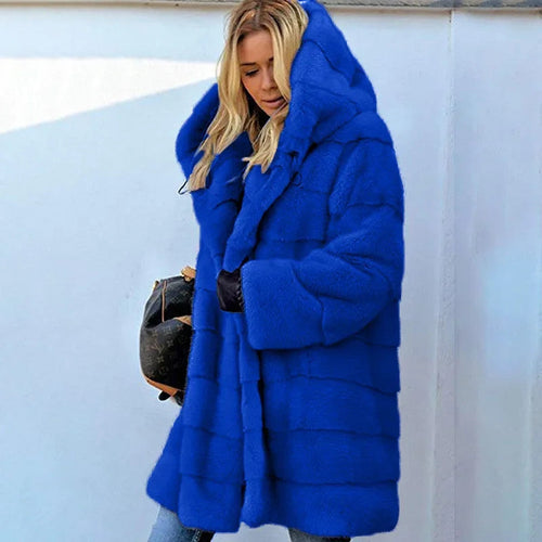 Women's Faux Fur Over Size Windbreaker Hooded Jackets
