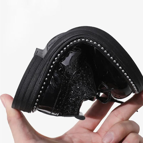 Boys Hollow Out silver Shoes Leather for Kids Party Wedding Dance Shoe Dress