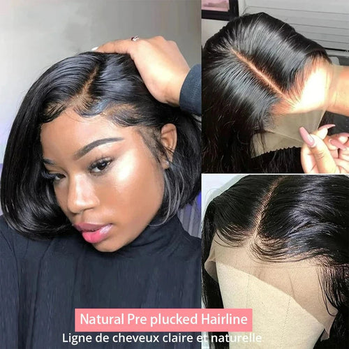 13x4 Straight Lace Frontal Bob Wig Pre Plucked 4x4 Human Hair Wigs Brazilian