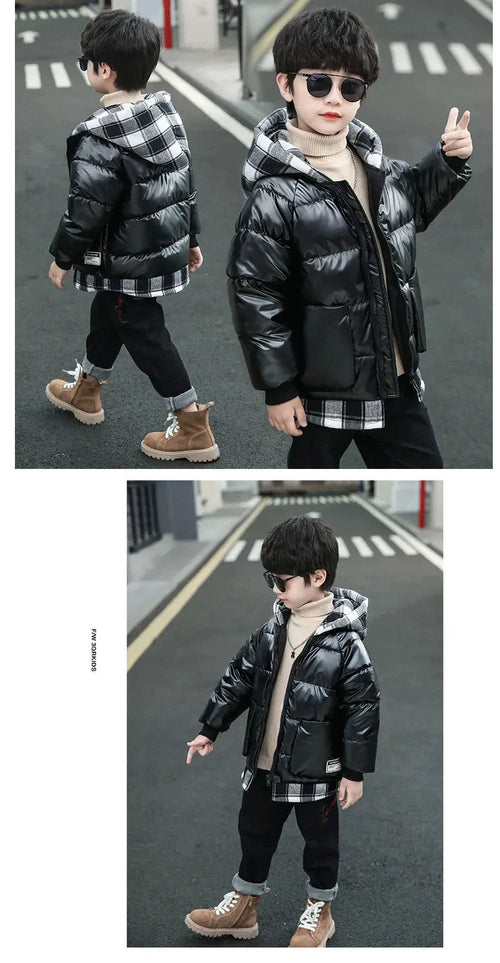 Children's Padded Jacket New Boys Down Padded Jacket Kids Winter Hooded Jacket