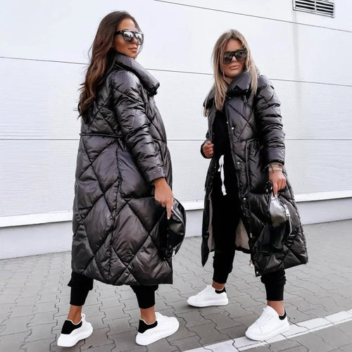 Women's Long Zipper Bright Cotton High Waist Quality Fashionable Jacket