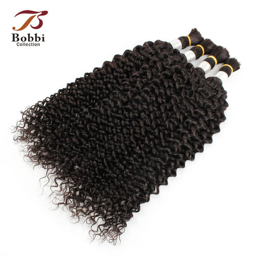 100% Human Hair Bulk for Braiding 1 Bundle Jerry Curly Natural Black Indian