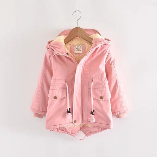 Winter Kids Clothes Plus Velvet Thicken Warm Jacket for Girls Casual Zipper