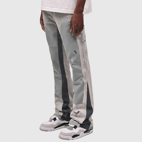 Men's Fashion Jeans Work Pants, European and American Fashion Workwear Elastic