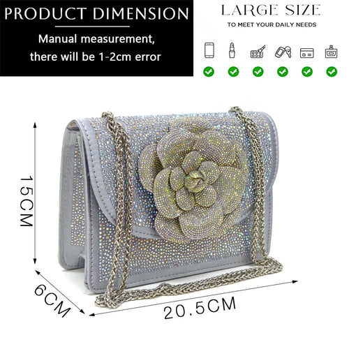 Women's Pointed-Toe Large Flower Decoration Rhinestone Low Heel Italian Shoes