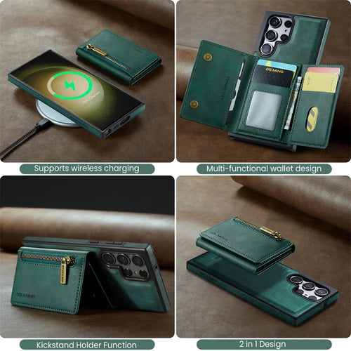 DG.Ming RFID Blocking Retro Flip Leather Case For Samsung Galaxy S25 S24 S22