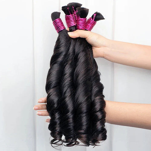 100g Human Hair Bulk for Braiding French Curls Boho Braids Loose Wave Romance