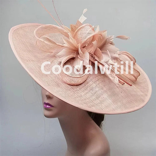 Royal Ascot Big Fascinator Hat Women Kentucky Derby Feather Large Hat