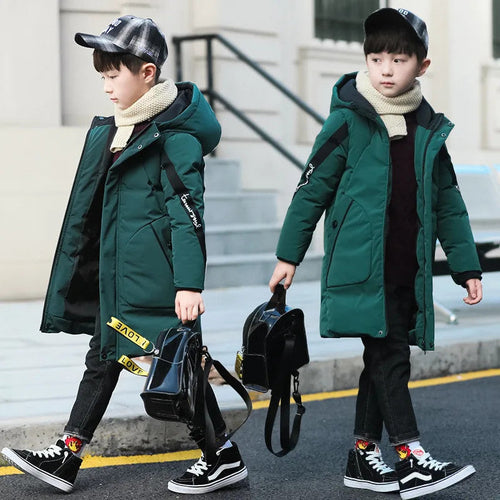 5-12 Years Old Boys Jacket 2023 Winter New Thicken Keep Warm Hooded Camouflage