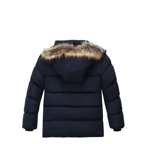 2-8 Years Winter Boys Jacket Thick Keep Warm Lining Plush Detachable Hat Hooded