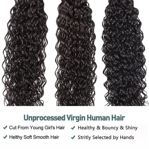 Water Wave Human Hair Bundles Curly Deep Wave 3 Bundles Brazilian Natural Black